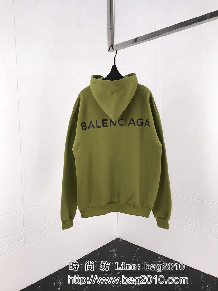 BALENCIAGA巴黎世家 18ss秋冬新款 背後字母印花 綠色連帽衛衣 內裏抓絨 原版複刻 原版os超大版 男女同款 ydi2475